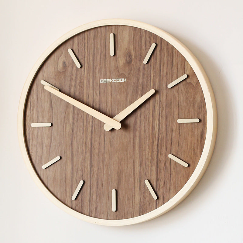 Minimalistic Silent Wooden Wall Clock - 12-Inch, Elegant Quartz Design