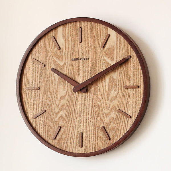 Minimalistic Silent Wooden Wall Clock - 12-Inch, Elegant Quartz Design