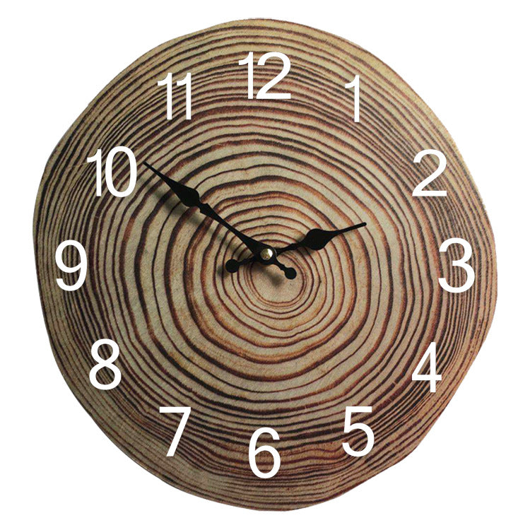 Wood Textured Silent Wall Clock – Rustic MDF Decor for Living Room, Bedroom, Office