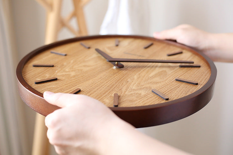 Minimalistic Silent Wooden Wall Clock - 12-Inch, Elegant Quartz Design