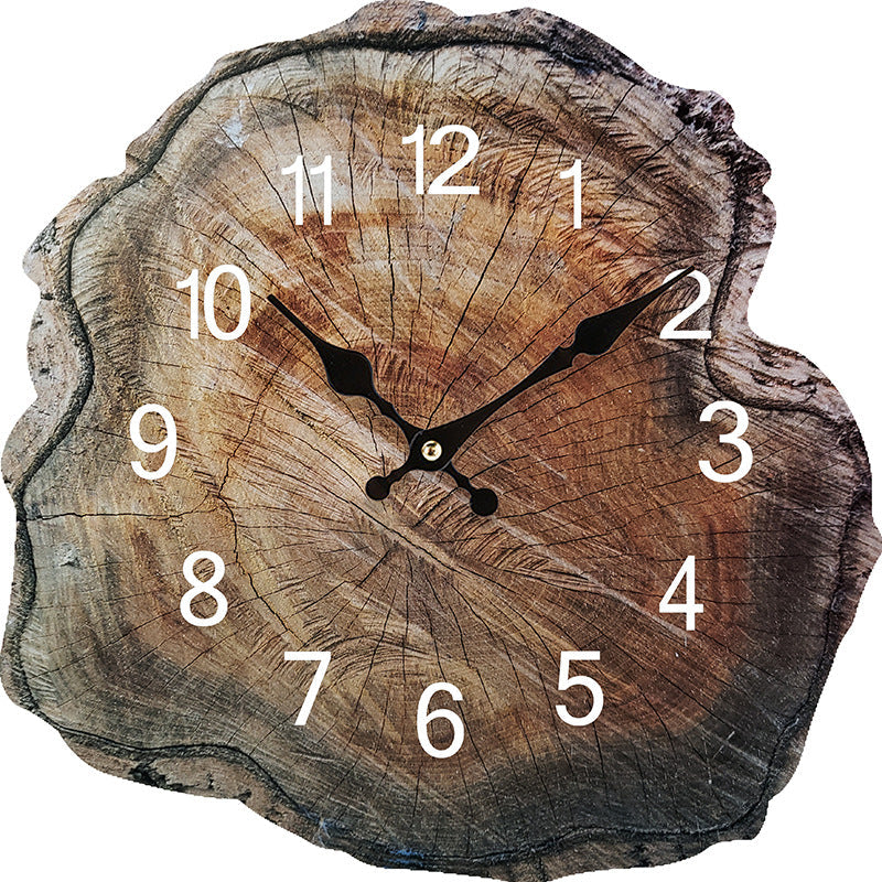 Wood Textured Silent Wall Clock – Rustic MDF Decor for Living Room, Bedroom, Office