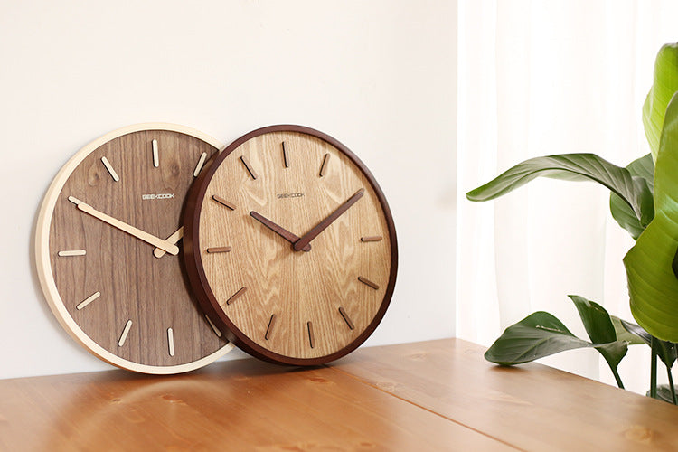 Minimalistic Silent Wooden Wall Clock - 12-Inch, Elegant Quartz Design