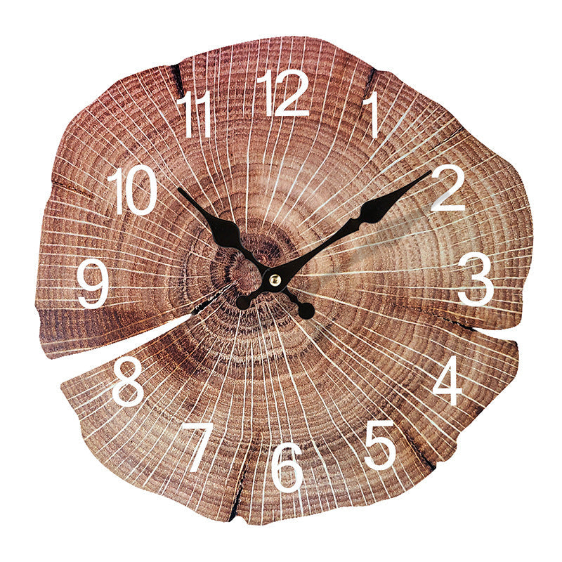 Wood Textured Silent Wall Clock – Rustic MDF Decor for Living Room, Bedroom, Office