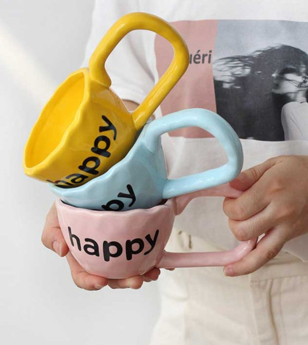 Pastel Irregular Ceramic Happy Mug