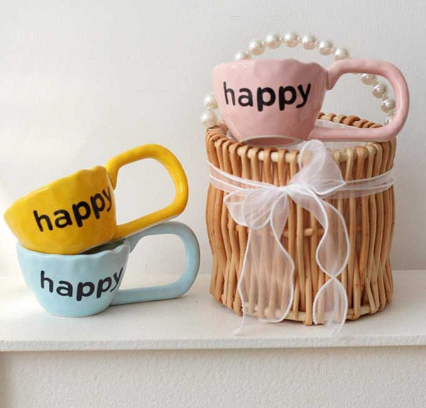 Pastel Irregular Ceramic Happy Mug