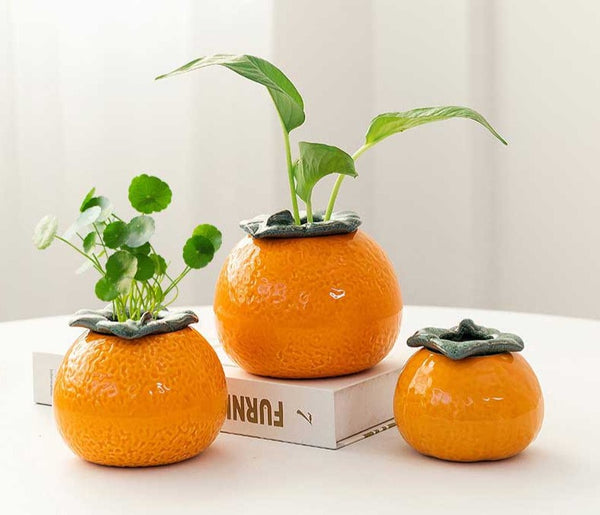 Retro Ceramic Orange Fruit Vase