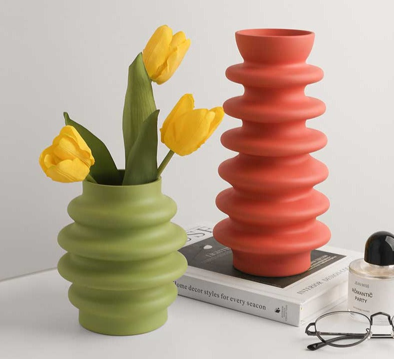 Retro Colorful Ceramic Donut Vase