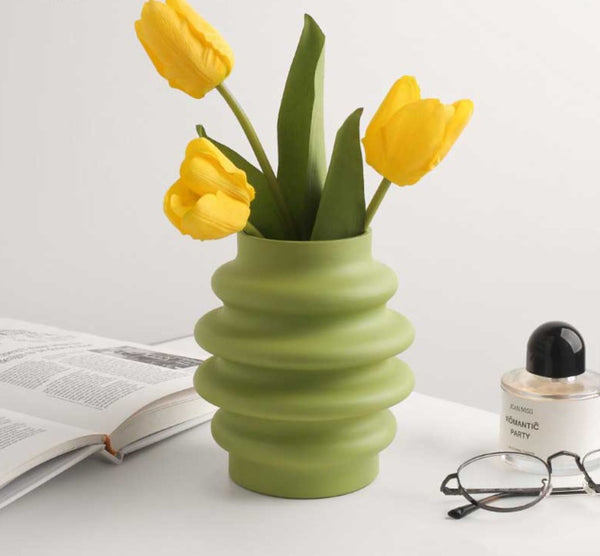 Retro Colorful Ceramic Donut Vase