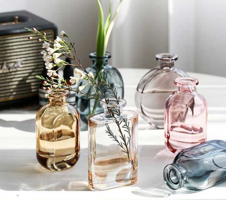 Retro Glass Colored Bud Vases