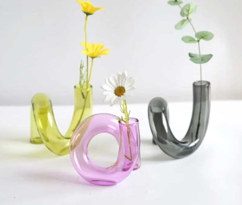 Retro Hand Blown Glass Twisted Squiggle Vase