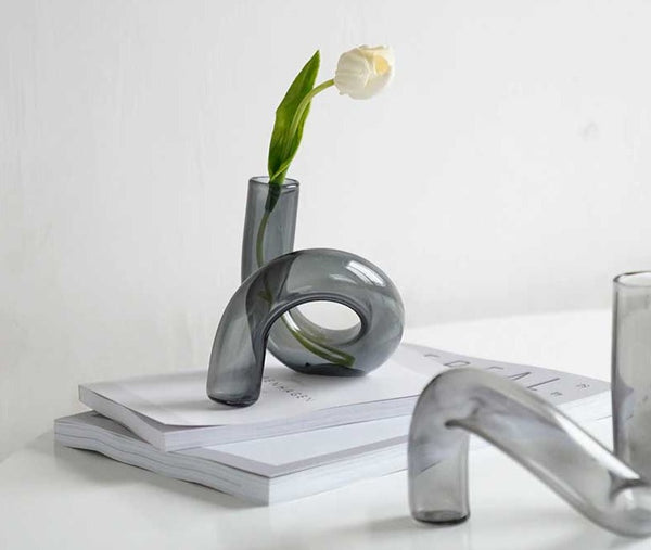 Retro Hand Blown Glass Twisted Squiggle Vase