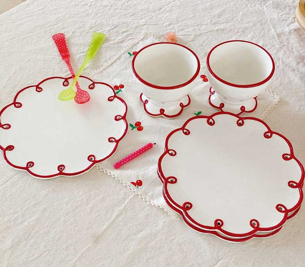 Retro Handmade Ceramic Plates Bowl Set