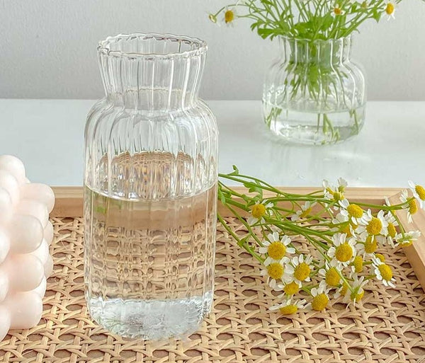 Retro Small Ribbed Glass Vase