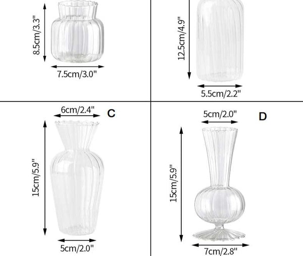 Retro Small Ribbed Glass Vase