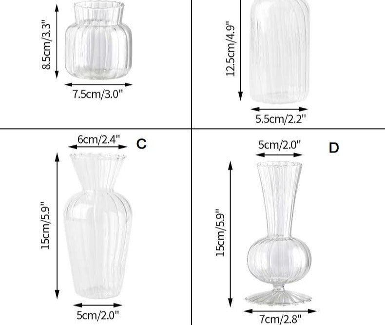 Retro Small Ribbed Glass Vase