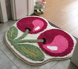 Retro Soft Fluffy Cherry Rug – Vintage-Inspired Plush Area Rug with Non-Slip Backing