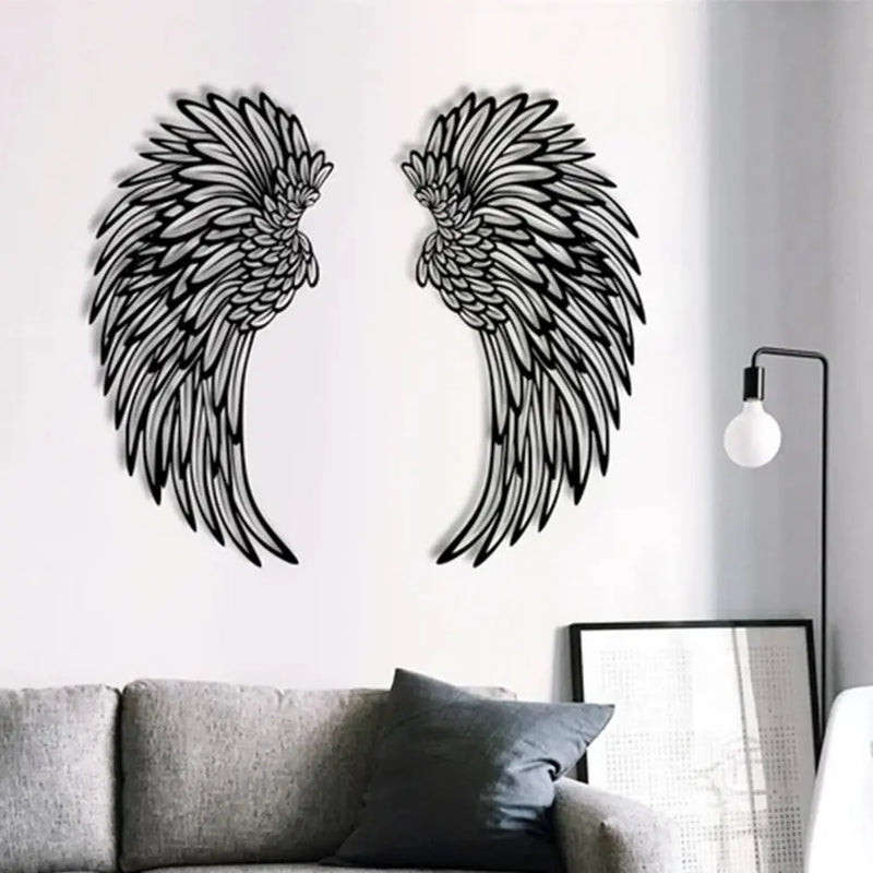 Angel Wings Metal Wall Art with LED Lights: Captivating Wall Sculpture