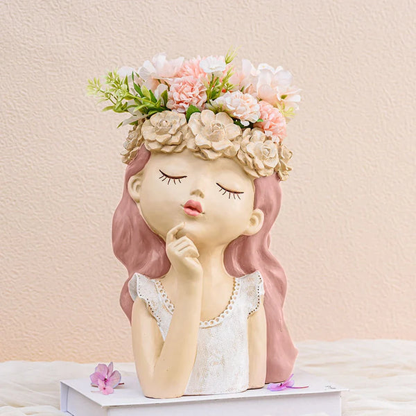 Cute Girl Face Planter: Creative Succulent Pot for Women