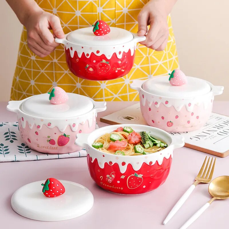 Strawberry Ceramic Ramen Bowl