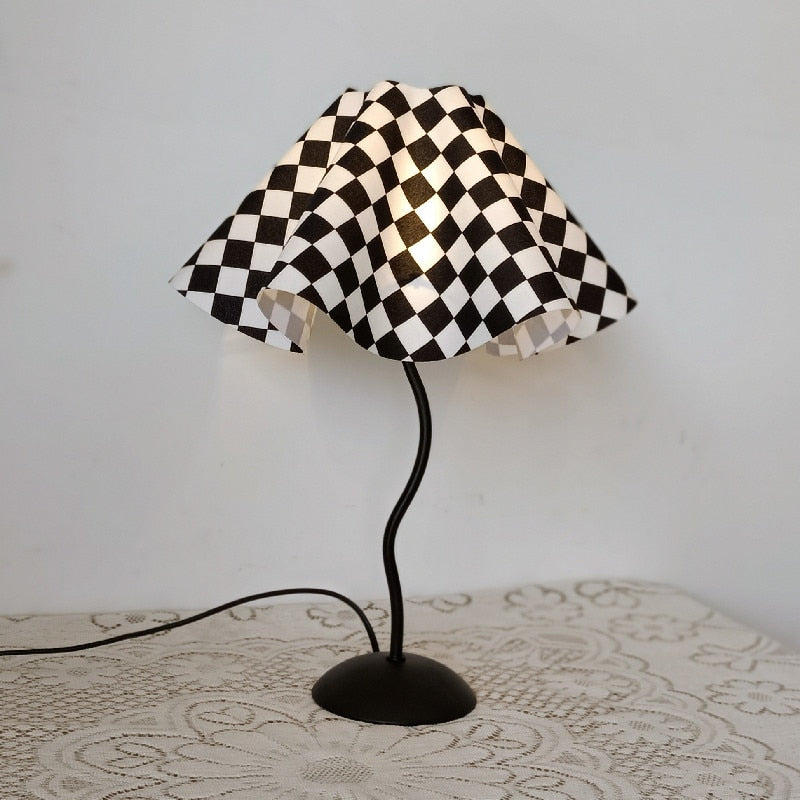 Vintage Squiggle Lamp with Pleated Lampshade