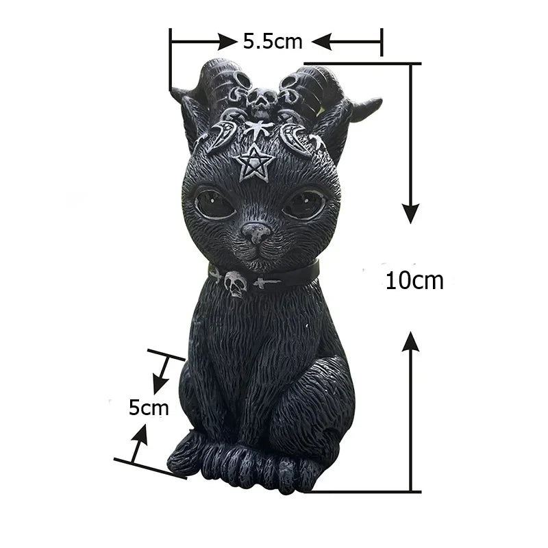 Gothic Cat Statue: Halloween Magic Decor Craft