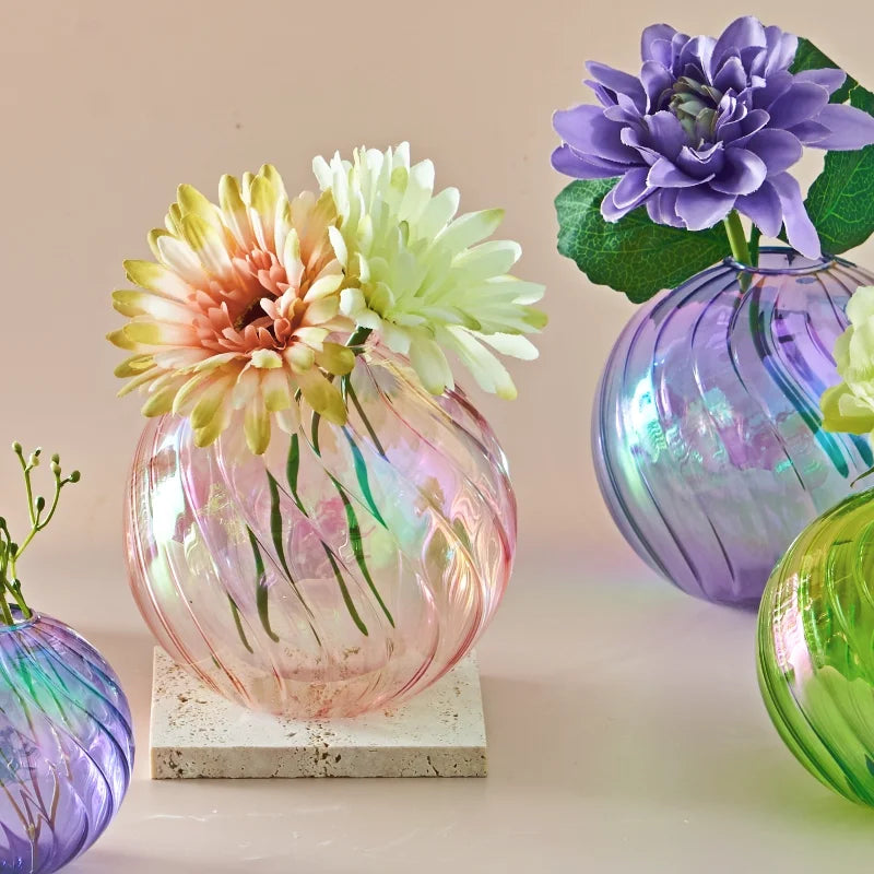 Iridescent Glass Ball Vases Flower Pot