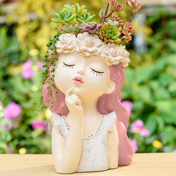 Cute Girl Face Planter: Creative Succulent Pot for Women