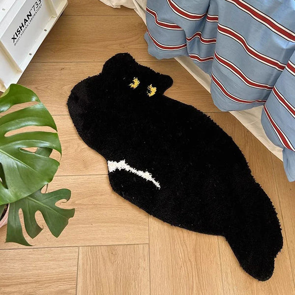 Tufting Black Cat Rug Animal Rug Aesthetic