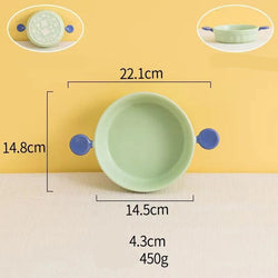 Pastel Ceramic Barbecue Plate with Double Ears