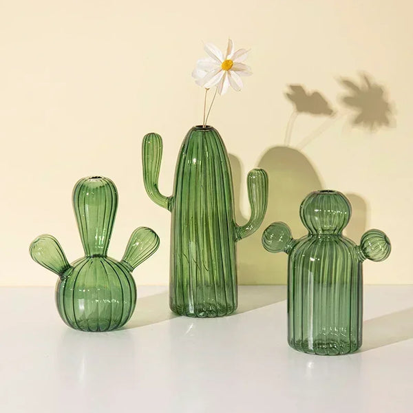 Minimalist Cactus Shaped Glass Vase