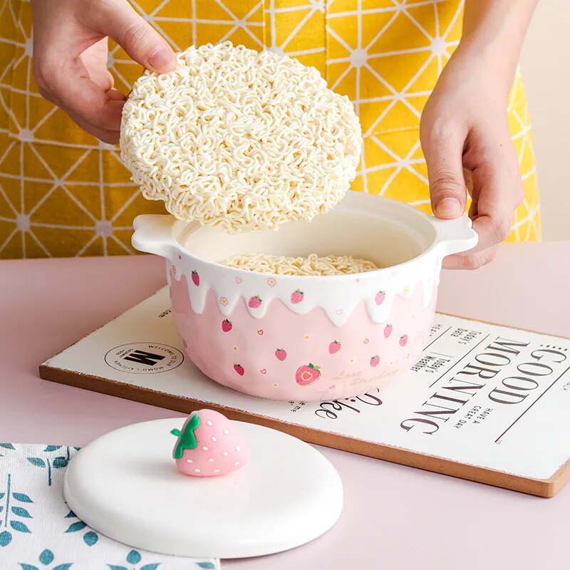 Strawberry Ceramic Ramen Bowl