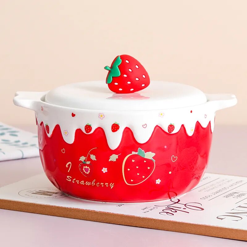 Strawberry Ceramic Ramen Bowl