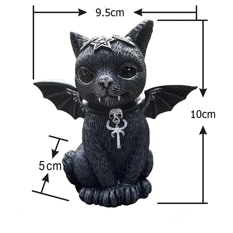 Gothic Cat Statue: Halloween Magic Decor Craft