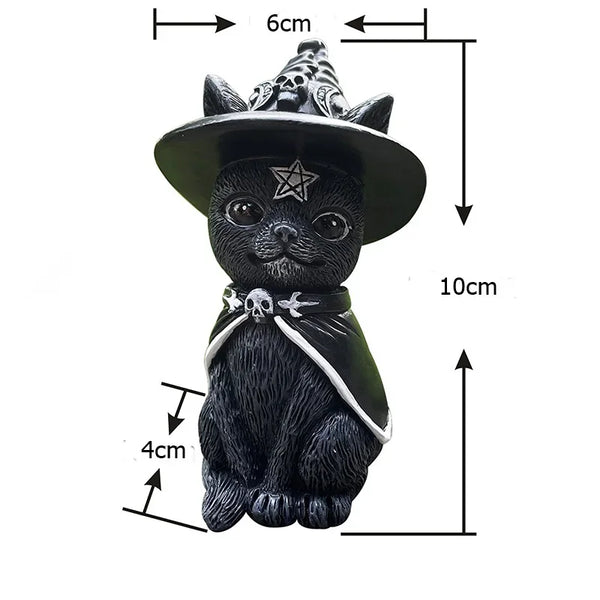 Gothic Cat Statue: Halloween Magic Decor Craft