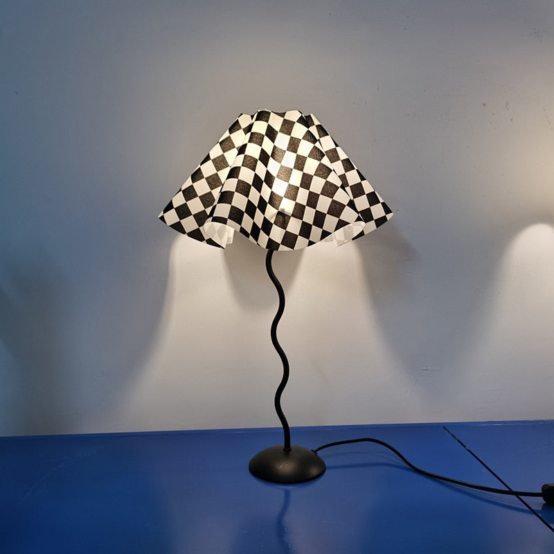 Vintage Squiggle Lamp with Pleated Lampshade