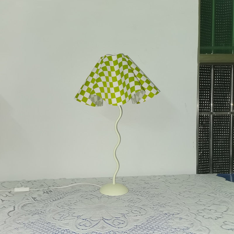 Vintage Squiggle Lamp with Pleated Lampshade