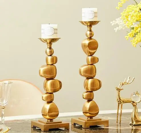 Stone Stack Alloy Candle Holder