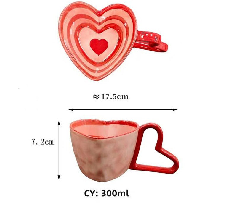 Sweet Ceramic Heart Shaped Mug