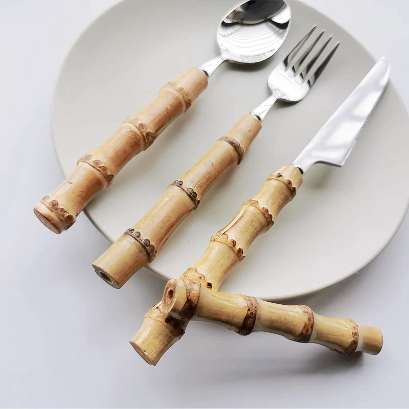 Bamboo Handled Stainless Steel Cutlery Sets