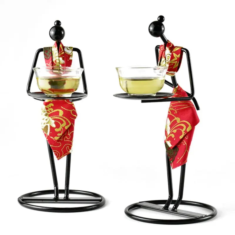 Village Girl Candle Holders