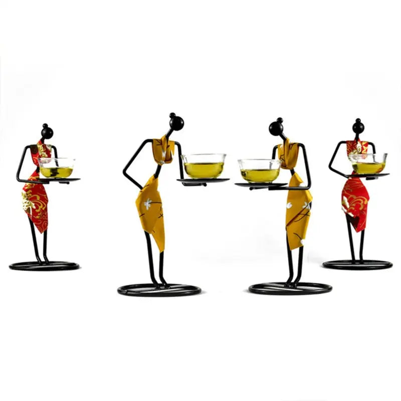 Village Girl Candle Holders