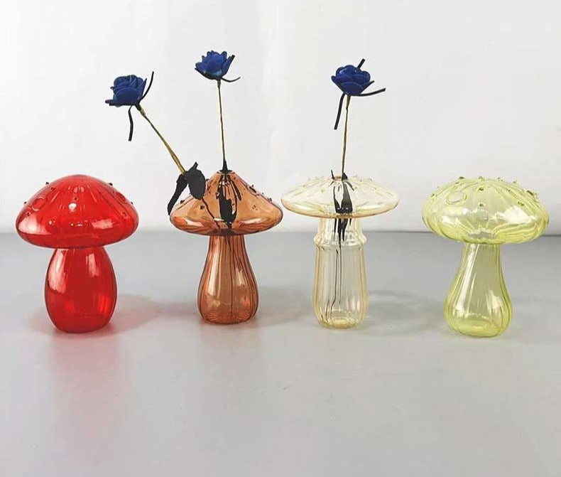 Vintage Blown Glass Mushroom Vase