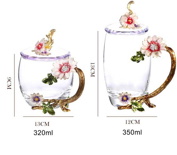 Western Enamel Glass Flower Mug