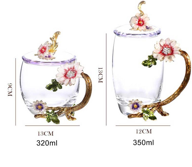 Western Enamel Glass Flower Mug