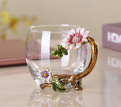 Western Enamel Glass Flower Mug