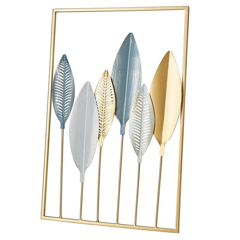 Miravique Golden Leaf Metal Wall Art