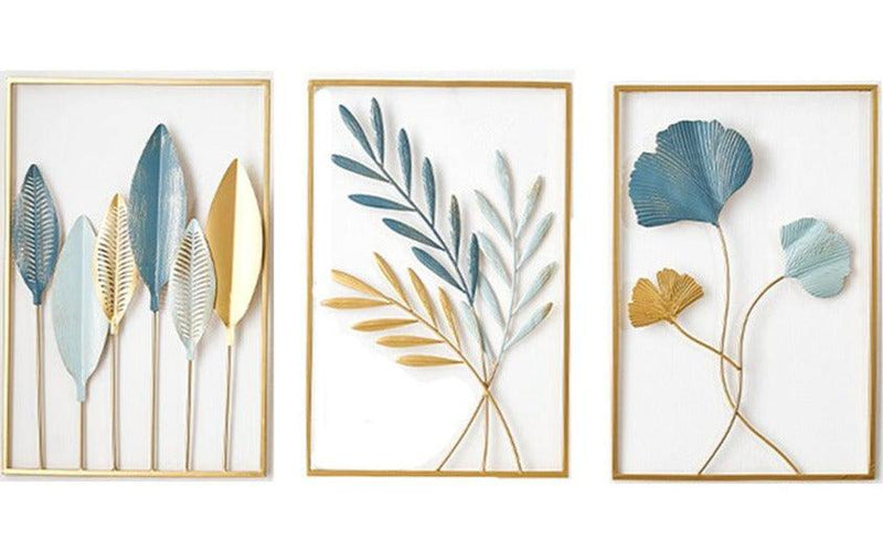 Miravique Golden Leaf Metal Wall Art