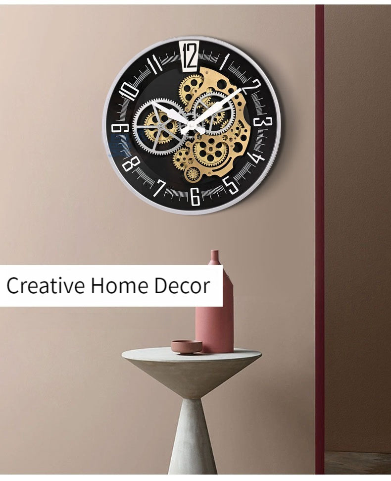 16-Inch Retro Wall Clock with Real Moving Gears | Vintage Industrial Decor