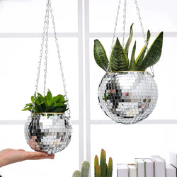 Disco Hanging Planter – Vintage-Inspired Glittering Wall Planter for Small Plants