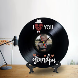 Personalized Gift for Grandpa - Photo Lp Record Clock